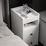 LIQEE Mesita De Noche Dormitorio Mesita de Noche Moderna con Grietas de 30 cm de Ancho Instalación Gratuita Armario de Almacenamiento Simple con 2 cajones y Estante, White, 30x40x60cm