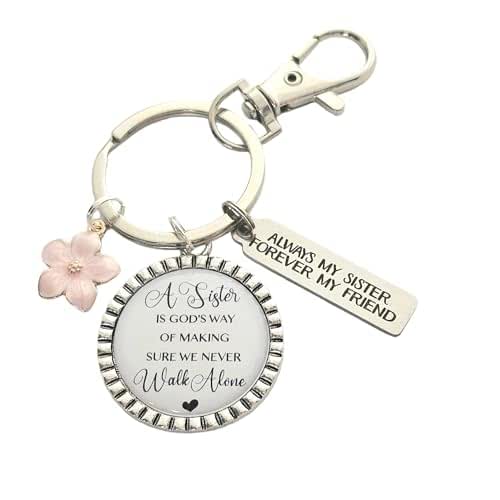 Sister Keychain Set - 6 Piece Friendship Keychains 'Side By Side Or Miles Apart'