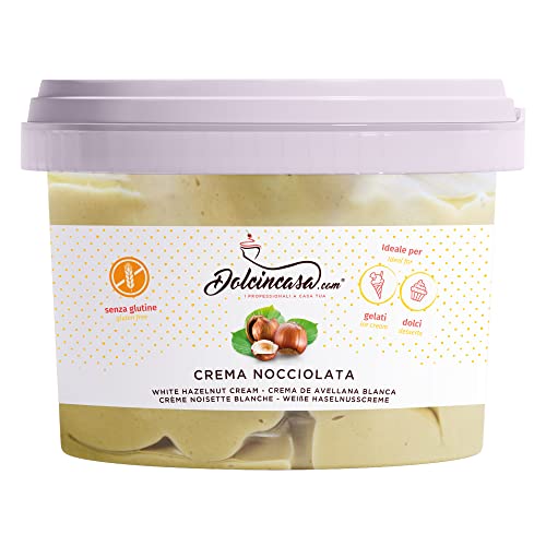 Crema de Avellana 12% Leche Blanca Untable y para Rellenar Tartas Croissant Dumplings Brioches Krapfen Swiss-roll y Crêpes Sin Gluten Paquete de 500g