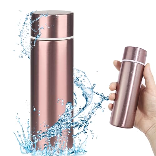 Dilightnews Mini Botella Termo, Botella Termo Pequeña, 150 Ml Botella De Agua De Acero Inoxidable, Mini Botella De Café Linda, Botella Termo, Botella Pequeña Para Beber, Termo Pequeño (Oro Rosa)