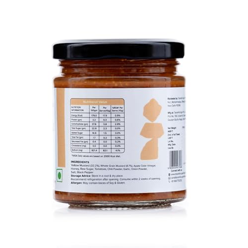Image of TatvaHills Superfoods Mustard BBQ Sauce - Sweet Spicy Tangy Flavour, No Preservatives, All Natural | Perfect for Grilling, Marinade, Dip, Sandwich Spread | Gourmet Barbeque Condiment | 180g
