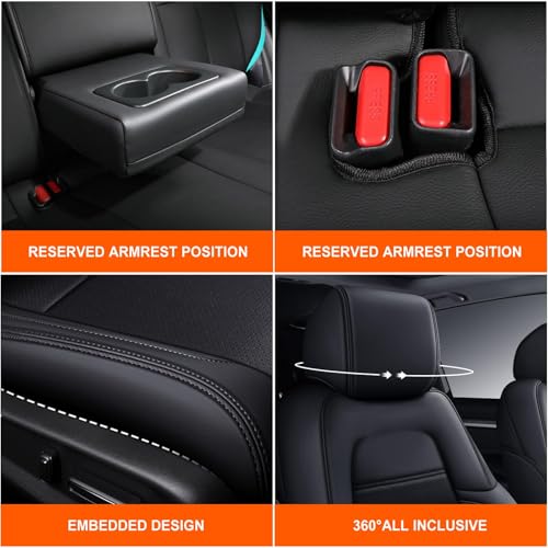 Image of AOMSAZTO Custom Fit Seat Cover for Nissan Rogue Regular(Not for Hybrid &Sport) 2014 2015 2016 2017 2018 2019 2020 Full Set Faux Leather Rogue Seat Cover Protector Black