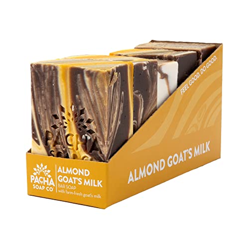 Pacha Almond Goat's Milk Bar Soap 5 Pack | Premium, Handcrafted Soap With Essential Oils And Farm-Fresh Goats Milk | Use As A Natural Face Wash, Hand Soap, Body Wash | 4 Oz #TOP27