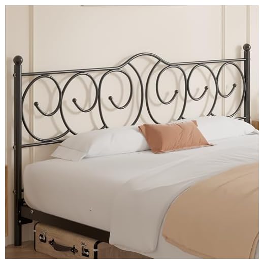 VECELO Metal King Size Headboard, Heavy Duty Curved Headboard Only Height Adjustable, Easy to Assembly, Farmhouse Victorian Style for Bedroom - Black, King