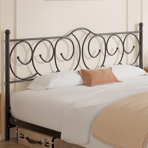 VECELO Metal King Size Headboard, Heavy Duty Curved Headboard Only Height Adjustable, Easy to...