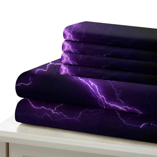 Housse de Couette Fleurs Violettes 260x220 Microfibre Parure Lit 3D