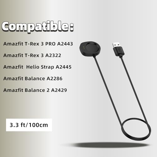 Cable USB-C para reloj inteligente compatible con Amazfit T-Rex 3 largo 2