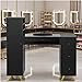 Black Nail Desk for Nail Tech, Manicure Table Nail Tech Desk w/Charging Station, 2 Wrist Rest, Pull-Out Storage Tray, Shelves, Drawers, Golden Legs, Acetone Resistant for Beauty Salon&Spa Workstation