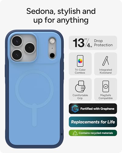 Image of ZAGG Sedona Snap Case for iPhone 17 Pro Max - Blue Royal Ember, Drop Protection (13ft /4m), Graphene-Reinforced Multi-Layer Protection, MagSafe Phone Case with Impact-Absorbing Bumpers, Slim
