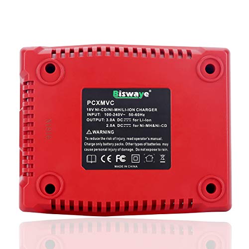 Biswaye 18V Battery Fast Charger Pcxmvc Compatible With Porter Cable 18V Lithium-Ion & Nicad Nimh Battery Pc18B Pc18Blex Pcc489N Pc18B-2 Pc18Bl Pc18Blx #TOP6