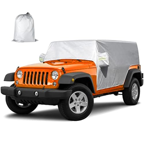 Image of 2 /4 Door Waterproof Car Half Cover Compatible with Jeep Wrangler 1987-2023 Snow Sunshade Hail UV Rain Protection Cab Cover fit for JK JKU JL JLU (2 Door)