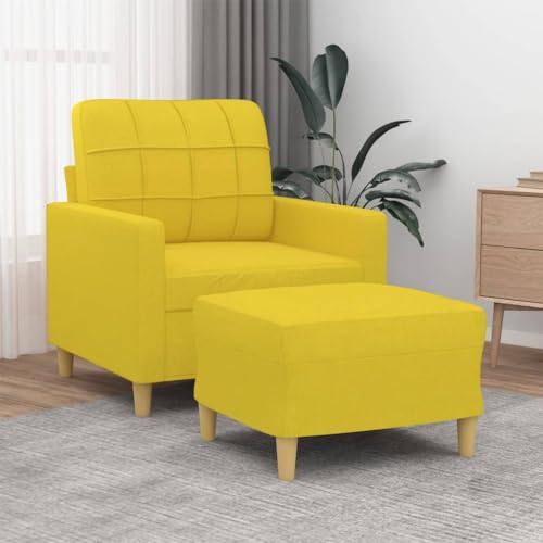 Genérico Sillón con Taburete Tela Amarillo Claro 60 cm,Sofás-3200998