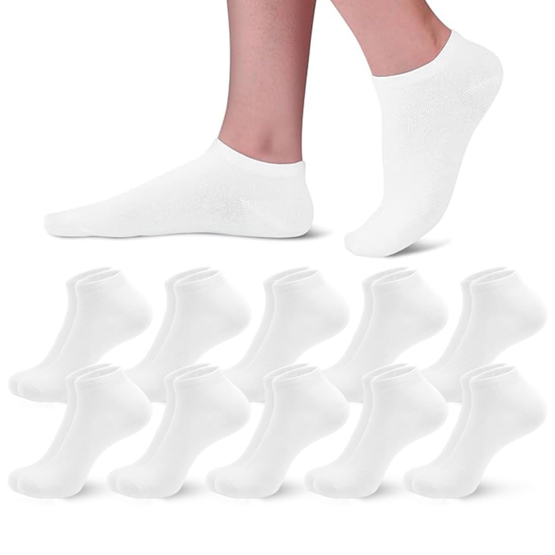 KYLOS Chaussettes Basses Homme Femme – 10 Paires Socquettes Courtes Unisexes - Chaussettes Homme Respirantes En Coton Pour Sport, Casual