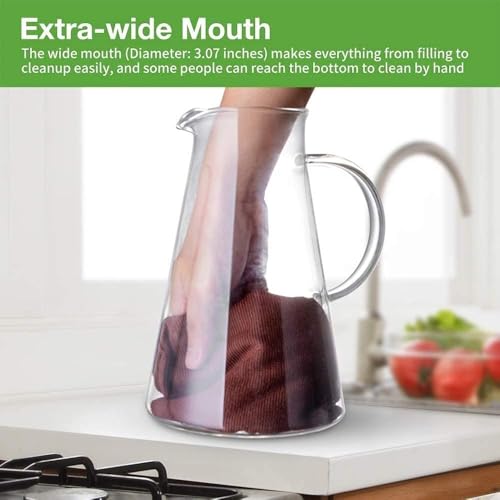 Image of NeWine Premium Borosilicate Water Jug 1.8 Litre, Stainless Steel Air Tight Lid,Iced Tea Pitcher, Water Jug, Hot Cold Water, Milk and Juice Beverage Carafes,1 Pcs Set, BPA Free, Transparent