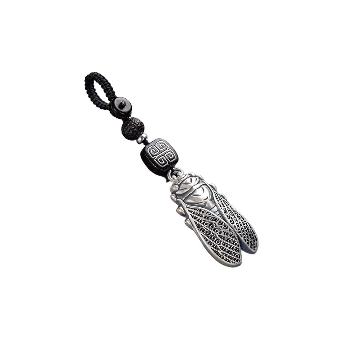 Llavero Llavero de plata de ley, colgante de teléfono móvil de cigarra hecho a mano, regalo colgante de plata de ley vintage, llavero colgante de mochila Llaveros Para Llaves De Coche