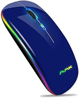 AMZCASE Wireless Mouse, Computer Mouse 2.4G Portable USB Optical Wireless Mouse, Noiseless Mouse for Laptop, PC, Mac OS, Android, Windows（DeepBlue