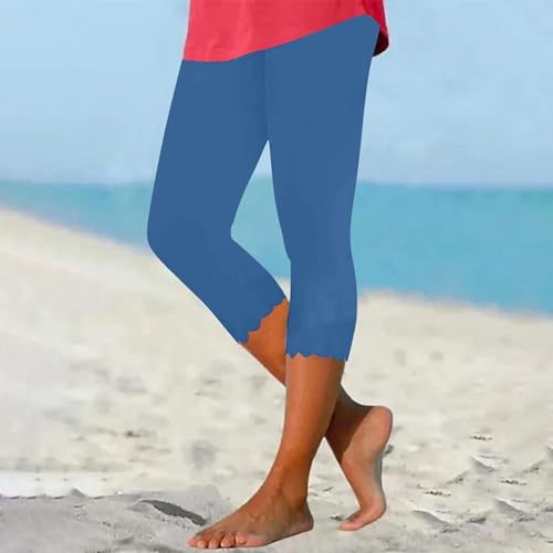 LCMTWX Capri Pants for Women 2024 Elastic Pants for Women Fashion Casual Fashion Shorts Trousers Solid Ppants Drawstring4