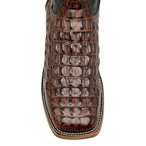 Image of Vaccari Men's Jackson Genuine Hornback Alligator Print Leather & NCAA League Embroidery Broad Square Toe Cowboy Boots