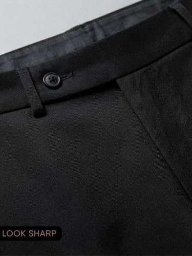 Image of GRECIILOOKS Men's Formal Cotton Blend Trousers, Slim Fit Office Wear Pants with Button Closure, Wrinkle Resistant Smart Casual Workwear Bottoms
