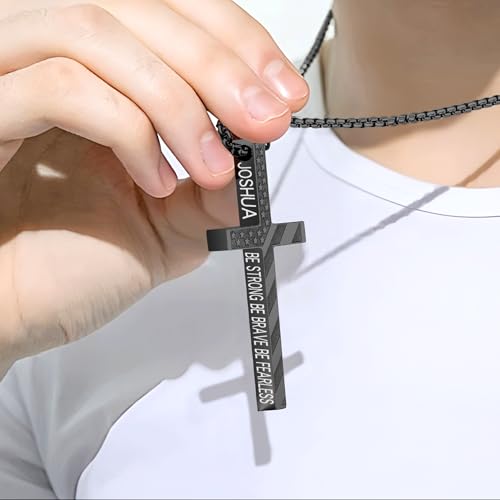 Cross Necklace for Men, Christian Religious Jewelry Gifts for Men Birthday Graduation Christmas Baptism Confirmation Communion Cross Stainless Steel Chain Gift 22+2 Inches4