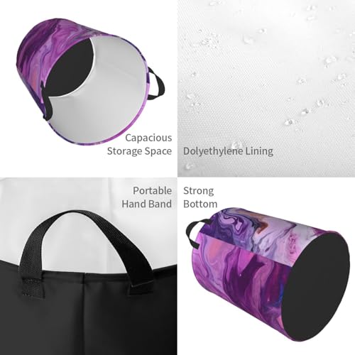 Panier à linge pliable en marbre violet imperméable et grand format - 5