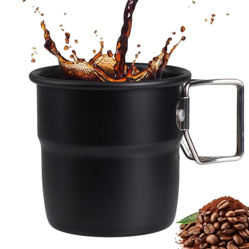 Taza de aluminio para café - Taza de café con asa para exteriores - Taza de café para viajes y acampadas - Taza con aislamiento de metal - Tazas para acampar con asa | Para viajes, hogar, oficina