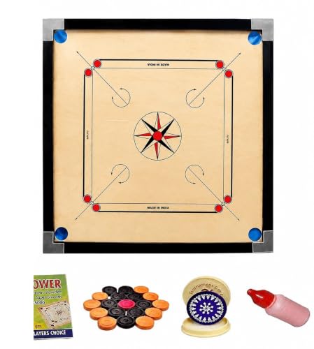 Image of Professional Carrom Board Set | Full Size Wooden Board with Smooth Matte Finish | Includes Practice Coins, Striker & Powder | Ideal for Clubs, Schools & Home Play (32 inch MHKL)