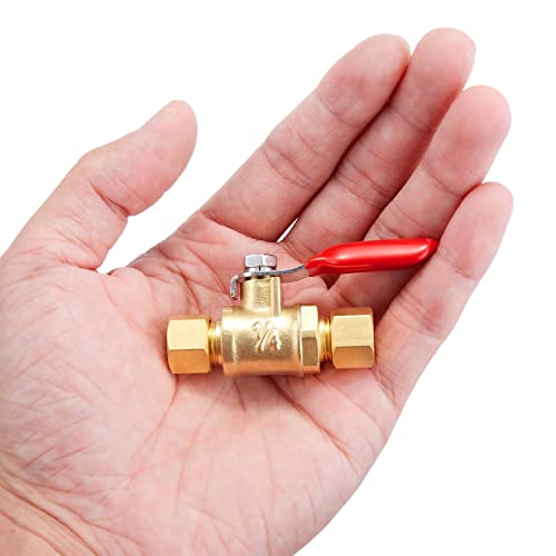 Litorange 4 Pack Lead-Free Brass Mini Ball Valve Shut Off Switch, 1/4 inch Compression by 1/4 Compression Fitting