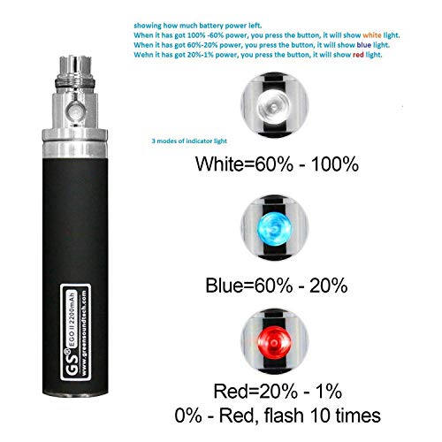 BLACK-GENUINE-GS-eGo-II-2200mAh-E-Cigarette-e-Cig-e-Shisha-Hookah-3-colour-LED-indicator-Battery-USB-Charger