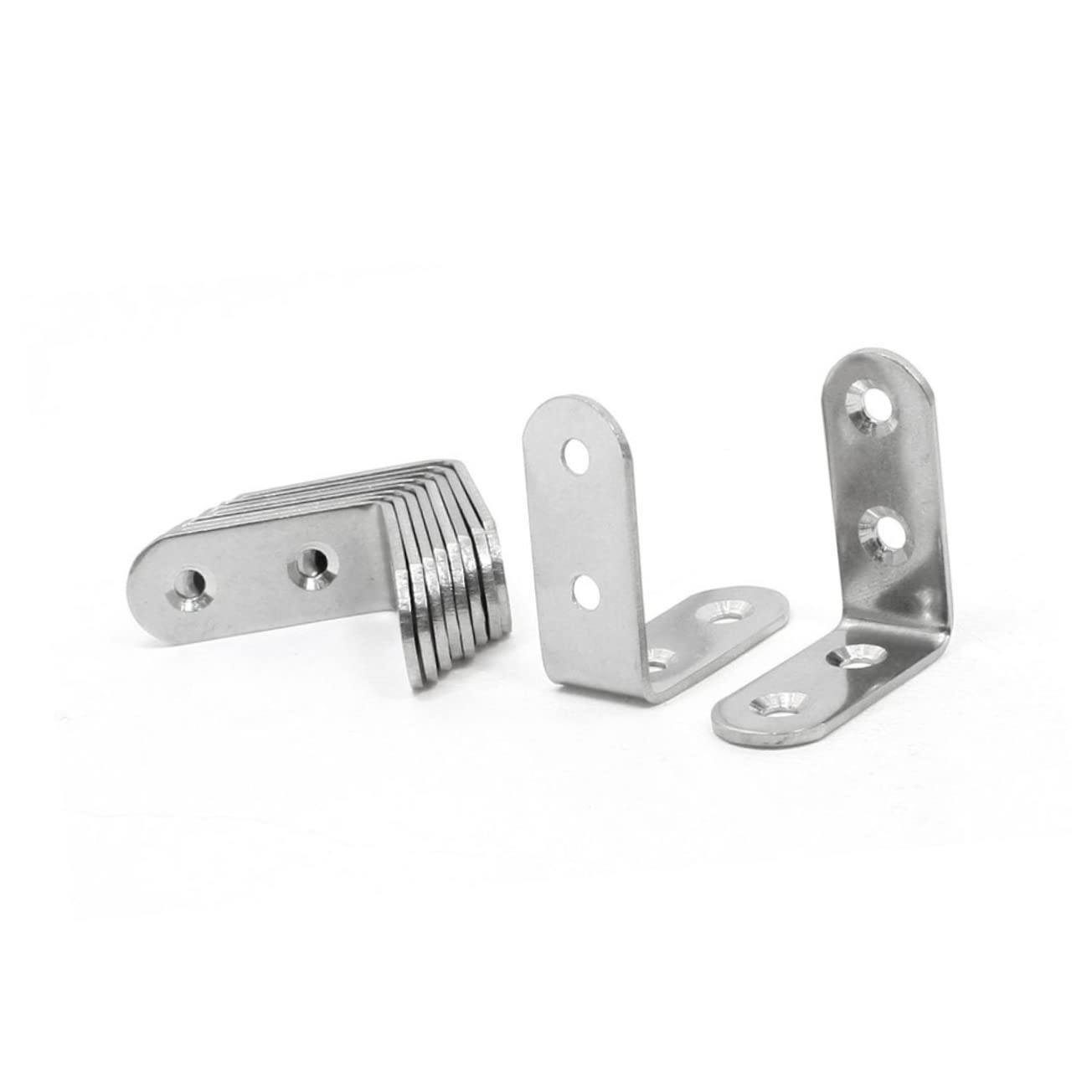 FUNOMOCYA 40mm Metal Tone Round End 4 Hole Angle Bracket 90 Degree u Brackets Heavy Duty