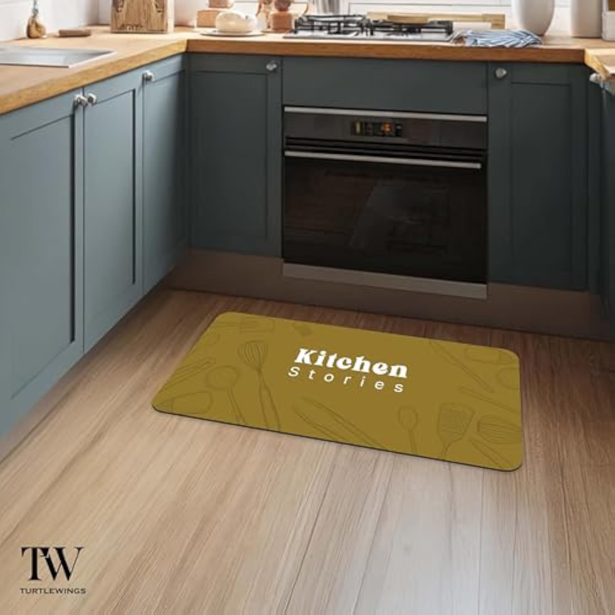 Kitchen Floor Mat, Quick Dry Anti Slip Washable Soft Rubber Base
