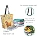ZzWwR Fashion Extra Large Shoulder Tote Bag, Retro Highland Cattle Flowers Canvas Durable Daily Weekender Handle Bag Ideal for Gym Picnic Yoga Beach Travel Kitchen Market Grocery Shopping