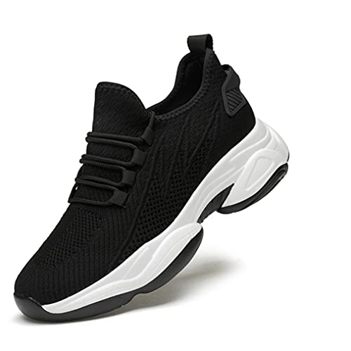 [osseoca] 6CM/8CM/10CMアップ シークレットシューズ メンズスニーカー 厚底シューズ スポーツ 通気性 履きやすい ランニング 背が高くなる 運動靴 ヒールスニーカー インヒール (ブラック・10センチ, measurement_23_point_0_centimeters)