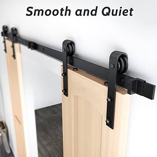 Sankeytew 10Ft Double Door Barn Door Hardware Kit Heavy Duty Barn Door Track Kit Easy Install Smoothly And Quietly Black(J Shape) #TOP1