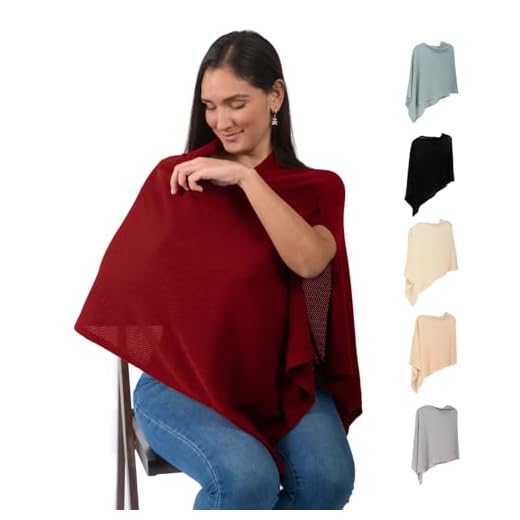 Nursing Cover Up for Breastfeeding - Privacy Nursing Covers - Breathable - Ponchy by Gold Mamas - Newborn Essentials Must Haves - Cardinal