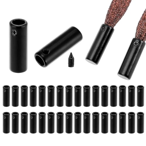 PH PandaHall 32 set skosnöre agletter, metallsko spetsspetsar torskände skosnöre spetsar aglet huvtröja spetsspännen med snören för sneakers, stövlar, huvtröjor, snodd, snören, Svart