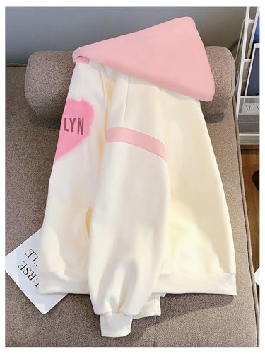 Floerns Girl's Heart Print Long Sleeve Hoodie Drop Shoulder Sweatshirts Top2