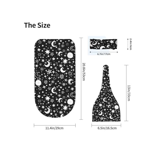 Image of Moon and Star Black Baby Stuff Swaddle Blanket Wrap Baby Newborn Blanket Soft Stretchy with Headband Hat Set Gift for Infant Boy Girl