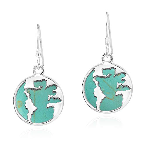 Boucles d'oreilles monde argent sterling et turquoise verte eraVida