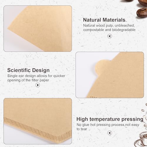 Image of 240Pcs Coffee Filters #4, Unbleached Natural Coffee Filters 8-12 Cup, Disposable Coffee Filters, Cone Paper Compatible with Ninja Coffee Maker, Pour Over and Drip Coffee Maker