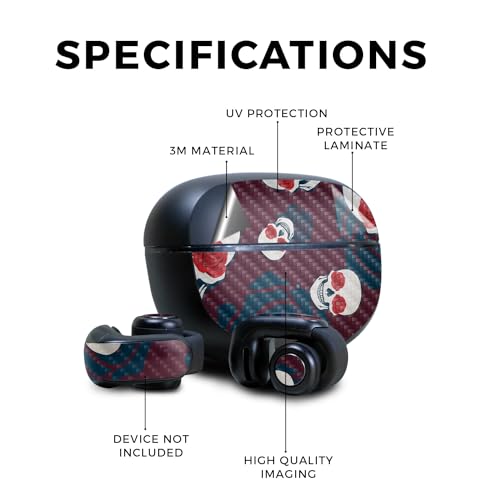 Image of Carbon Fiber Skin Compatible with Bose Ultra Open Earbuds - Skulls N Roses - Premium 3M Vinyl Protective Wrap Decal Cover - Easy to Apply | Crafted in The USA by MightySkins
