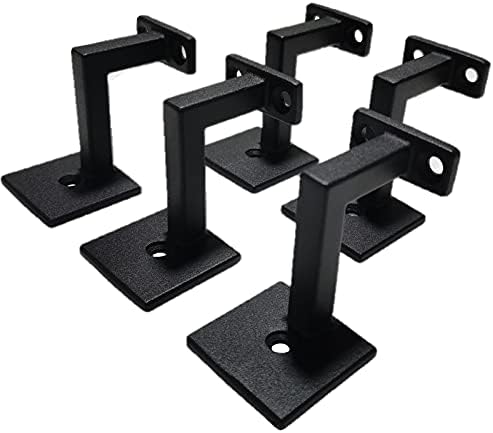 Langdoly Square Handrail Brackets for Staircase Stair Railing Brackets with Screws (Pack of 5) (Textured Black)