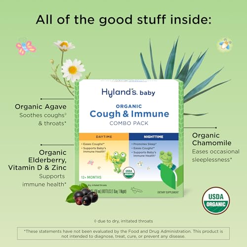 Image of Hyland's Baby Cough Syrup & Immune Support Organic Day /Night 2-Pack 4 fl oz