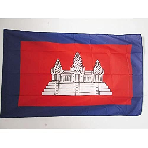 AZ FLAG, French Protectorate of Cambodia 1863-1953 Flag, 3x5 Ft, historic cambodian Banner with Sleeve, 100% Polyester