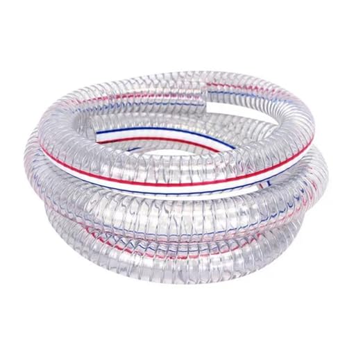 flexiable rubber Transparent Steel Wire Hose Plastic Pipe ID 10mm 13mm 16mm 19mm 22mm 25mm Soft In All Seasons Plumbing Watering Tubing PVC 1 Meter drain elastic (Size : 1Meter, Color : ID 16xOD 21m