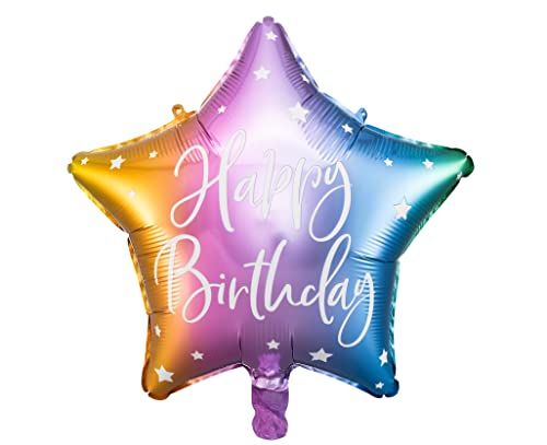 Regenbogen Folienballon Happy Birthday Ballon Stern Geburtstag Dekoballon Luftballon Deko Geburtstagsballon Sternform 40cm