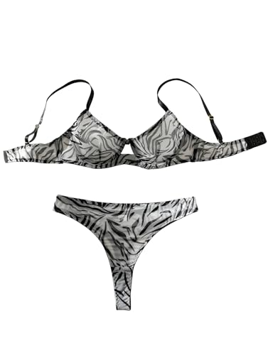 Image of Lilosy Sexy Mesh Sheer Underwire Push Up Lingerie Set Lingerie Set