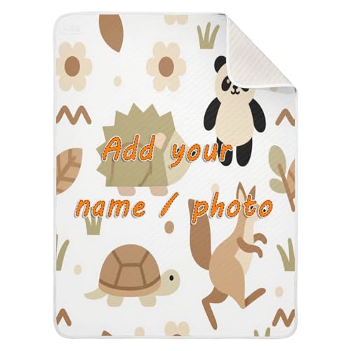 Custom Cute Black Panda Brown Turtle Blanket Baby Girl boy Soft Customized Dog Monogrammed Blankets for Nursery Stroller Crib 30x40in Regalos para Baby Shower de ni?a
