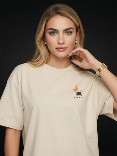Image of JUNEBERRY Pure Cotton Oversized Drop Shoulder T-Shirt for Women | Front & Back Print, Half Sleeve, Baggy Fit, Round Neck | Sizes S-XXL