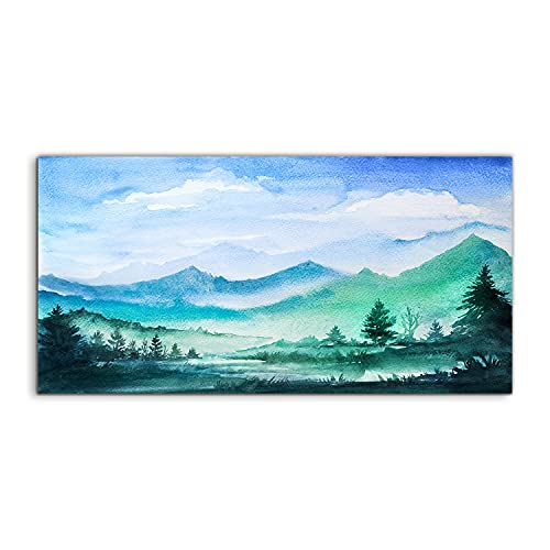 Decoration murale salon mountains trees landscape 100x50cm ambiance nature